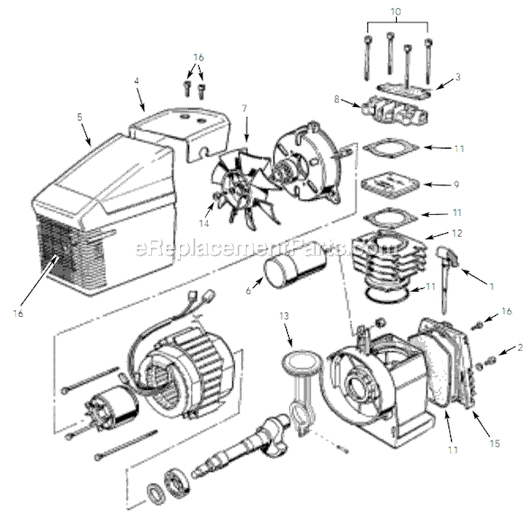Page B Diagram and Parts List for FX201000AV 2001 Campbell Hausfeld Compressor